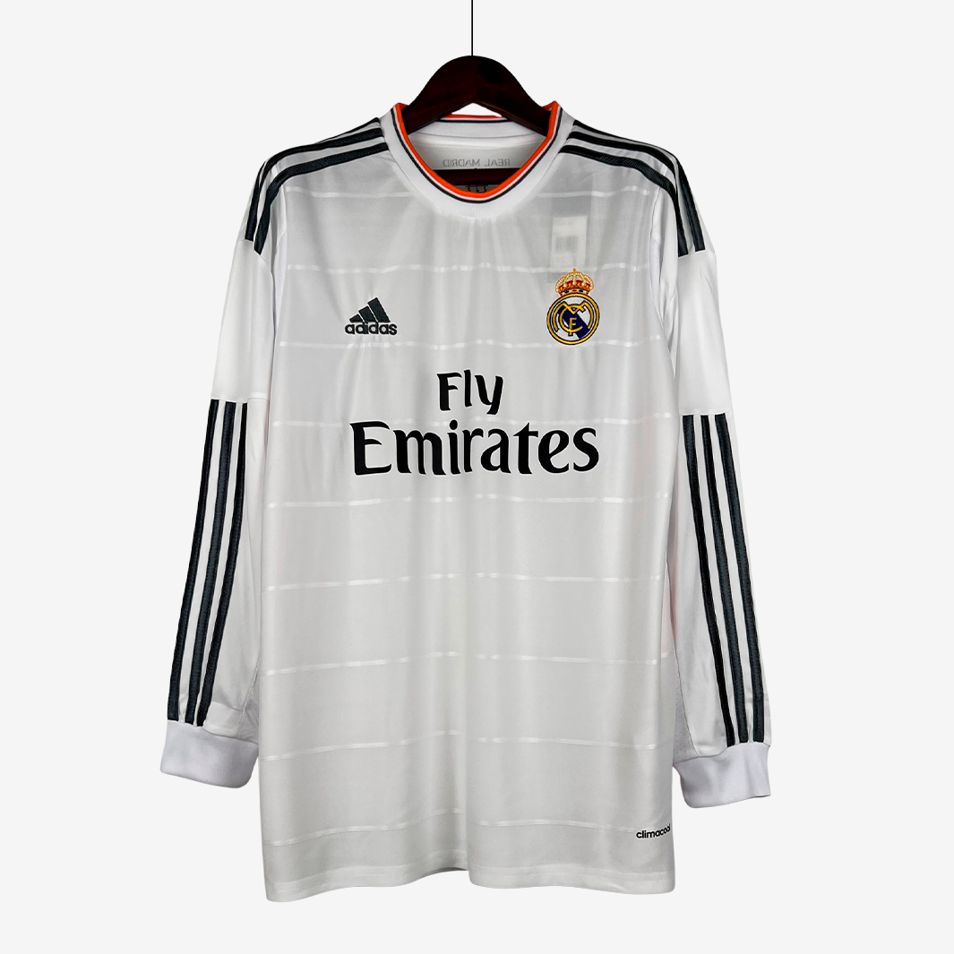 7-12 Real Madrid 2013/14 Home Jersey Long Sleeve – Retro Version - Image 1