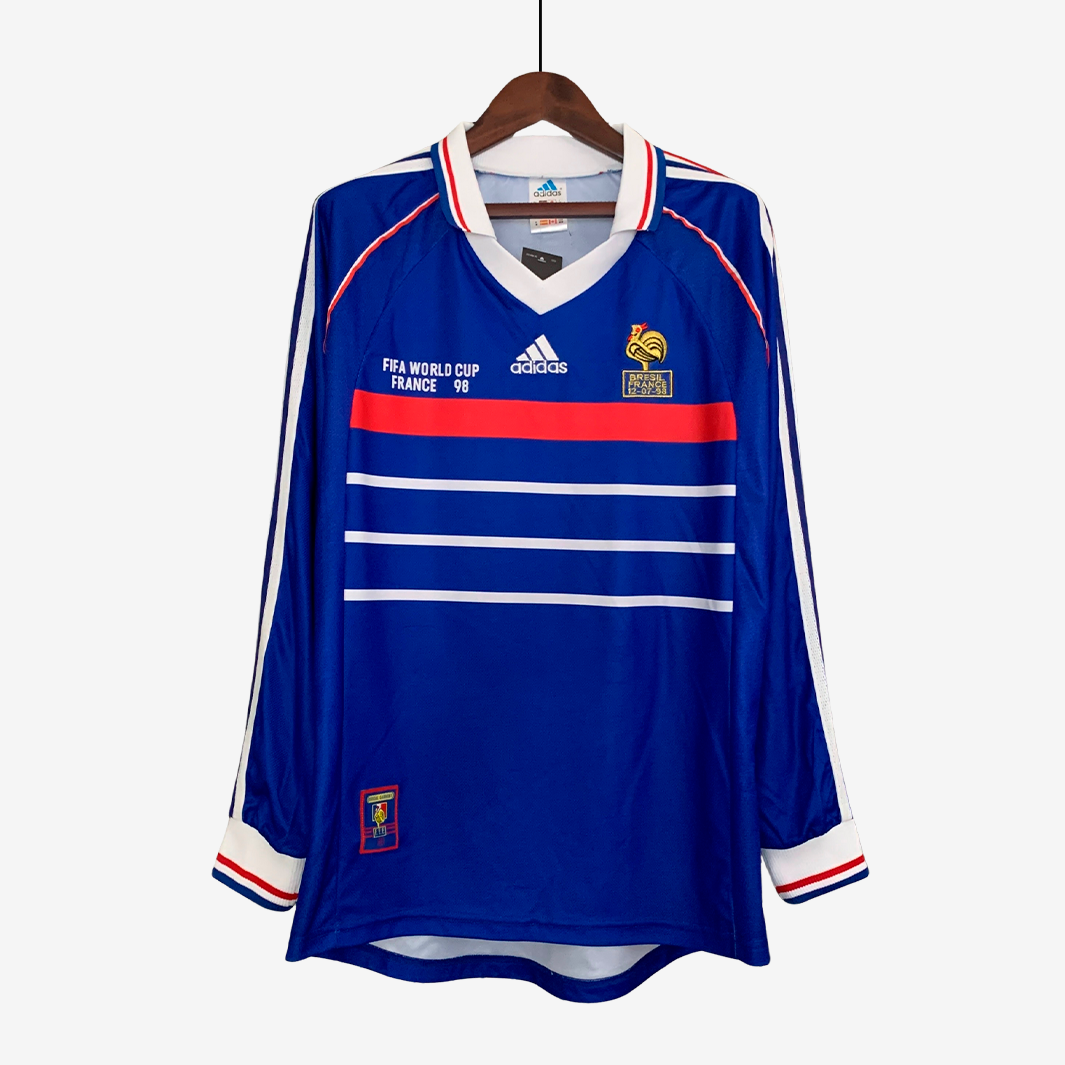 8-68_f36b0726-9e6a-4f13-bb51-b75061d1b1da France 1998 Home Jersey Long Sleeve – Retro Version - Image 1