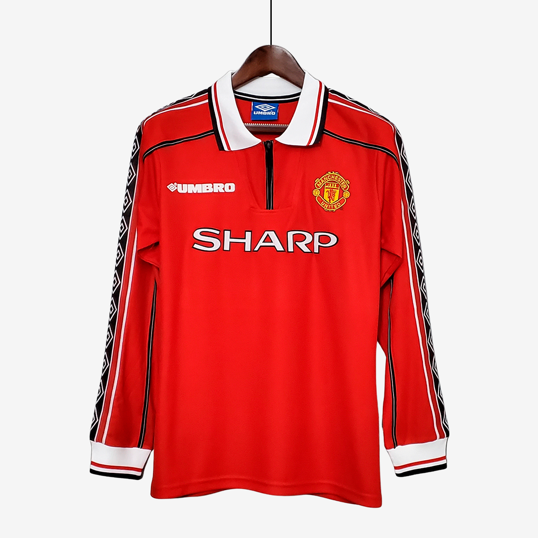 7-355 Manchester United 1998/99 Home Jersey Long Sleeve Retro Version - Image 1