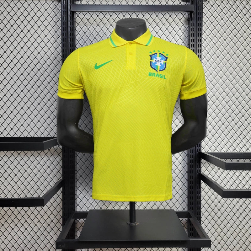 Brazil 25/26 Polo Edition Jersey - Yellow - Player Version - Slim Fit - Image 1
