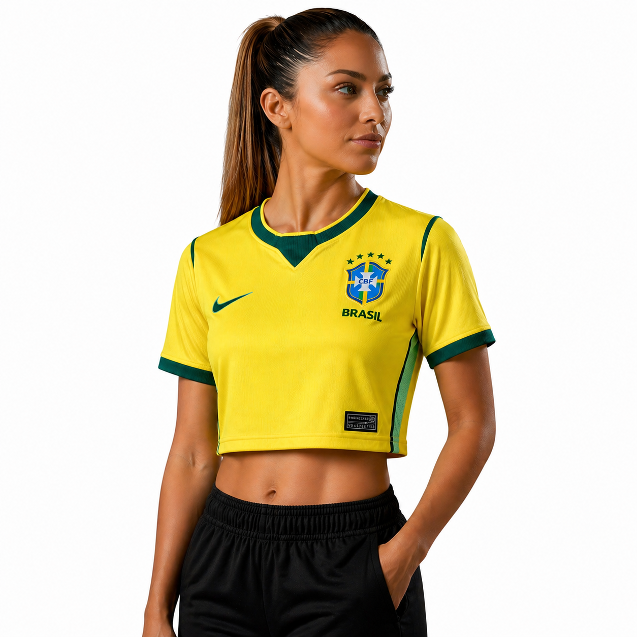Cropped Brazil Women home 2025 - Fan Version Brasil - Image 1